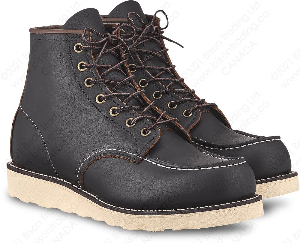 REDWING CLASSIC MOC MEN'S 6-INCH BOOT IN BLACK PRAIRIE LEATHER 8849